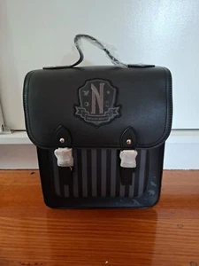 BNWT WEDNESDAY Addams NEVERMORE ACADEMY bag Faux Leather Backpack Hot Topic - Picture 1 of 6