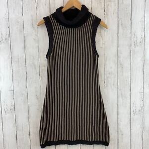 Alice + Olivia Brown Striped Wool/Cashmere Cowl Neck Sweater Dress Size Small