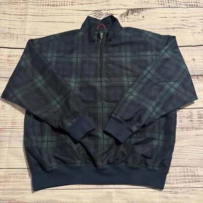 Chaqueta de bombardero de golf Eddie Bauer vintage azul verde a cuadros 1/4 cremallera para hombre talla M Foto 1 de 4