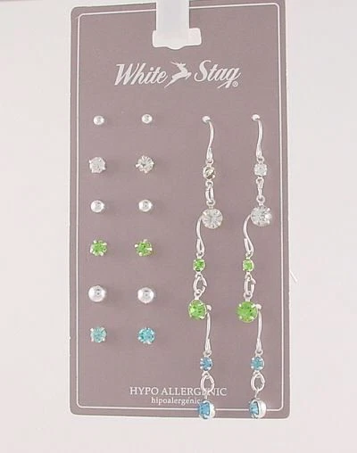 9 ORECCHINI IN ARGENTO CON PIETRE DI CIRCONIO E PERIDOTO - Immagine 1 di 1