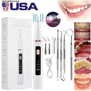 Ultrasonic Tooth Cleaner Kit Dental Plaque Calculus Stain Remover Teeth Cleaning - Picture 1 of 17