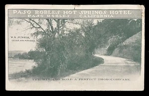 CARTOLINA HOTEL PASO ROBLES HOT SPRINGS SPEDITA IN PARADISO CALICALIFORNIA PRIMI ANNI '900 - Foto 1 di 4