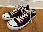 Black Low Top Converse Chuck Taylor with neon pink accents Double Tongue Size 9