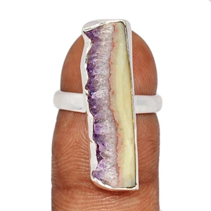 Natürlicher Amethyst Stalaktiten 925 Sterling Silber Ring Schmuck Gr.6 CR62053 - Bild 1 von 1