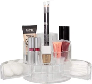 Home Basics Round Shatter Resistant 5 Compartment Plastic Compact Vanity - Picture 1 of 6