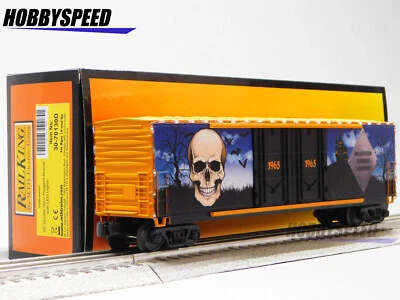 MTH RAILKING HALLOWEEN SKULL EXPRESS TRANSPORT 1965 BOXCAR train 30-70130D NEW - Image 1 of 4