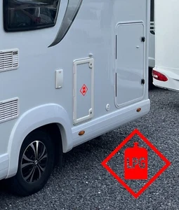 LPG ROT WARNAUFKLEBER CARAVAN WOHNMOBIL AUTO 140x140mm VINYL DECAL AUFKLEBER - Bild 1 von 3