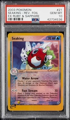 2003 POKEMON EX RUBY & SAPPHIRE #21 SEAKING-REVERSE FOIL PSA 10 - Image 1 of 2