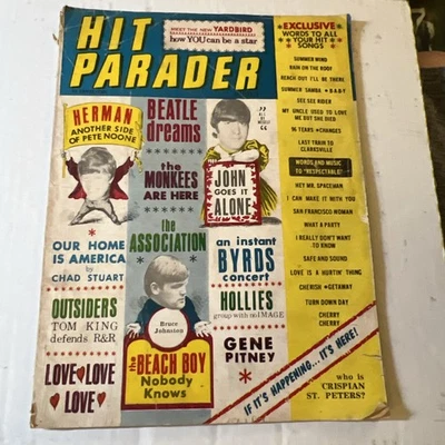 Hit Parader Magazine Dec 1966 Beatles Monkees Yardbirds John Lennon Beach Boys - Image 1 of 4