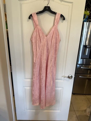 Morgan Taylor Womens V-Neck Pink Satin Sleeveless nightgown large slip dress - Изображение 1 из 4