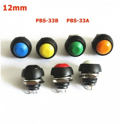 PBS-33B/33A Self-locking/Self Reset Circular Small Waterproof Button Switch 12mm - Image 1 of 4
