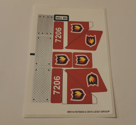 LEGO Original Sticker Sheet from City Set 7206 Fire Brigade Helicopter New!