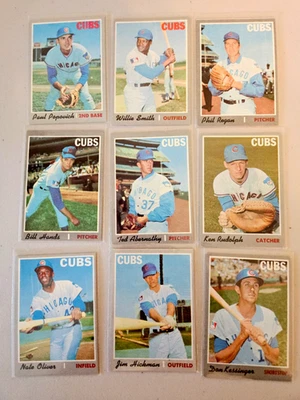 Lote de 9 tarjetas vintage Topps CHICAGO CUBS 1970, DON KESSINGER, MANO DE BILLETE Foto 1 de 4