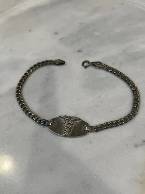 VINTAGE STERLING SILVER MEDICAL ALERT BRACELET - 7.5 INCHES - Image 1 of 4