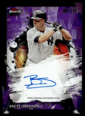 2024 Mejores Autógrafos Púrpura Refractores Brett Gardner Automático 108/125 Nueva York Foto 1 de 2