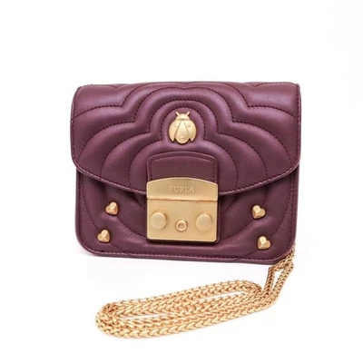 Bolsa tiracolo FURLA METROPOLIS REA couro amaranto leve compacta - Imagem 1 de 4