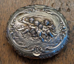 fantastica scatola in argento .800 stile liberty tabariere tabacco da fiuto angelo GUARDA - Foto 1 di 3