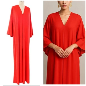 Abito Halston IV caftano dorian arancione rosso taglia unica vintage discoteca anni 70 - Foto 1 di 12