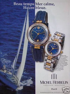 PUBLICITÉ MONTRES MICHEL HERBELIN BEAU TEMPS MER CALME HEURE BLEUE - Imagen 1 de 1