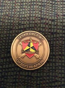 Marine Corp Challenge Coin 1st Battalion 12th Marines Task Force MP OIF  - Picture 1 of 2