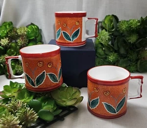 Set 3 - Clay Craft Pastels Floral bone china Espresso Tea Cup Small Orange Mug - Picture 1 of 9