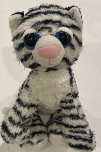 People Pals schwarz weiß gestreift Plüschtier Stofftier Katze große blaue Augen weicher Tiger - Bild 1 von 9