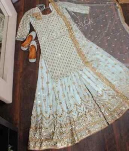 Partykleidung Anzug indisch Bollywood Hochzeitskleid Designer pakistanisch Salwar Kameez - Bild 1 von 8