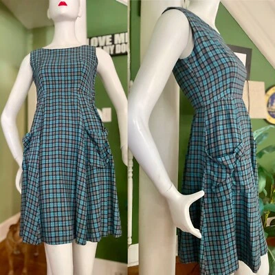 Vestido De Colección Años 50 40 Algodón Cuadros Cuadros Rockabilly Otoño Día 34/24 S ❤️ Foto 1 de 4