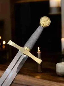 Espada Excalibur de acero Damasco hecha a mano/espada del Rey Arturo con funda de cuero - Imagen 1 de 4
