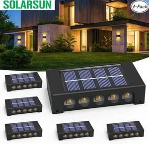 [4-Pack] SOLARSUN Outdoor Solar Wall Lights Fence Garden Deck Lamp Waterproof - Picture 1 of 9