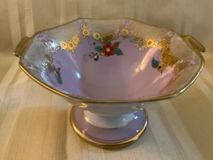 Ciotola piedistallo vintage NORITAKE DIPINTA A MANO, DISEGNI FLOREALI DORATI DATA c1920 3,5" - Foto 1 di 7