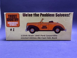LIBERTY CLASSIC TRUST WORTHY 1940 FORD CONVERTIBLE DIE CAST COIN BANK 1:25 SCALE - Picture 1 of 14