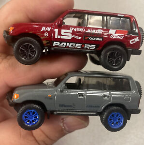Lot Of 2 Hot Wheels Toyota Land Cruiser 80 Red And Gray Custom With Rubber Tires