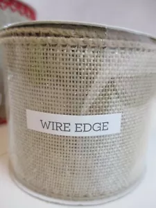 Neu Band 2,5 Zoll x 12 Fuß Drahtrand Jute aussehend silber funkelt - Bild 1 von 3