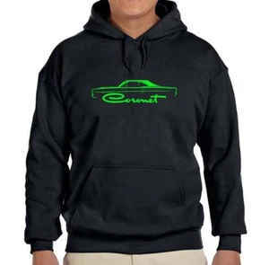 1968 1969 Coronet schwarzer Hoodie Sweatshirt KOSTENLOSER VERSAND - Bild 1 von 7
