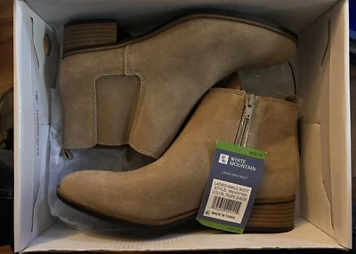 🔥🔥Bota de tornozelo feminina White Mountain couro camurça zíper lateral tamanho 7.5 bege🔥🔥 - Imagem 1 de 2