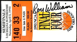 Roy Williams signed 1993  Final Four Ticket UNC Kansas Kentucky Fab 5 95706 - Picture 1 of 2