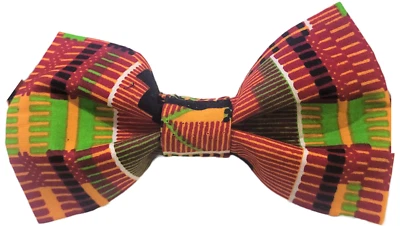 Orange, Green,  Black Kente Baby Clip-on Bow Tie - Image 1 of 2