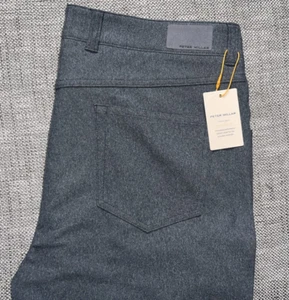 PETER MILLAR MENS BREVARD PERFORMANCE FLANNEL PANTS SIZE 34X32 GRAY CHARCOAL - Picture 1 of 11
