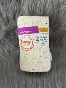 Paquete de 2 medias de vestir Wonder Nation con pies para niña talla grande blanco azul - Imagen 1 de 4