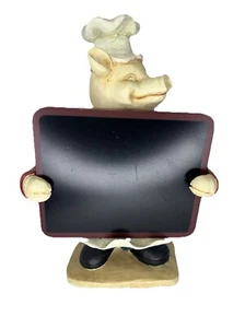Chef Pig Holding Chalk Board Vintage Figurine Kitchen Decor - Picture 1 of 11