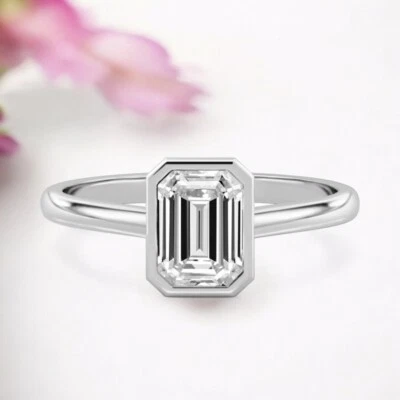 IGI-zertifizierter 950 Platin Diamant Ehering 1,00 ct Lab Created Smaragd - Bild 1 von 4