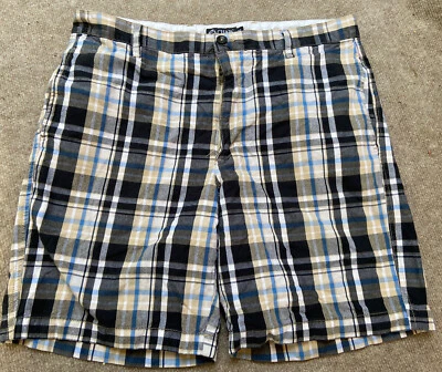 Pantalones cortos Ralph Lauren CHAPs negros/caqui a cuadros frente plano 100 % algodón 36 Foto 1 de 4