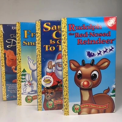 LOT 4 Christmas VHS  (3 NEW SEALED) Rudolph, Frosty, Santa Claus is, Drummer Boy - Image 1 of 4