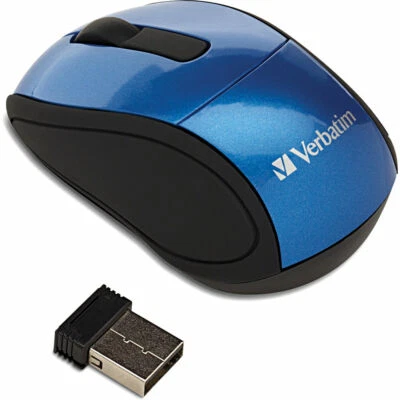 Verbatim 97471 USB Wireless Mini Nano Travel Optical Mouse Blue Radio Frequency - Image 1 of 4