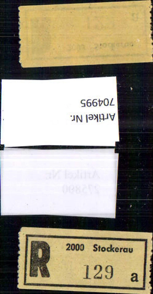704995 Einschreibezettel Rekozettel R-Zettel Stockerau - Bild 1 von 1