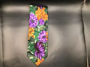 Hathaway Tie Botanical Nature Grapes Fowers Purple Gold Green - Picture 1 of 3