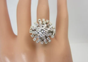 Vintage 14k White Gold and Diamond Dome Cluster Ring 1.50 ct - Picture 1 of 14