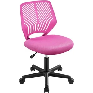 Adjustable Armless Mid Back Office Chair Ergonomic 360° Rolling Wheels Girls - Picture 1 of 8