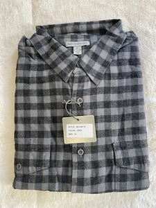 Martin Gordon Men Flannel Shirt Color Dark Gray/Black 100% cotton - Picture 1 of 5